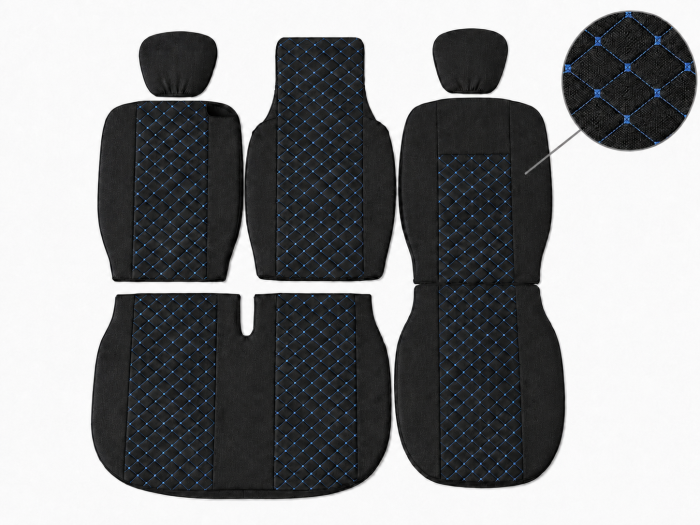 Set Huse Textile dedicate Renault Master III 2010-2019 – Negru cu Cusatura Albastra [3]