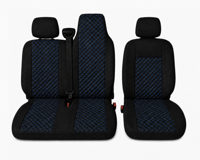 Set Huse Textile dedicate Renault Master III 2010-2019 – Negru cu Cusatura Albastra [2]