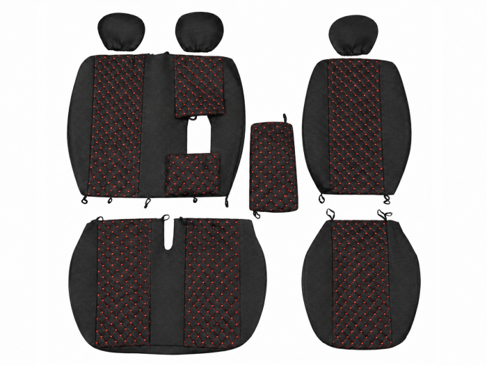 Set Huse Textile pentru Mercedes Sprinter W906 2006-2018 - Negru cu Cusatura Rosu [6]