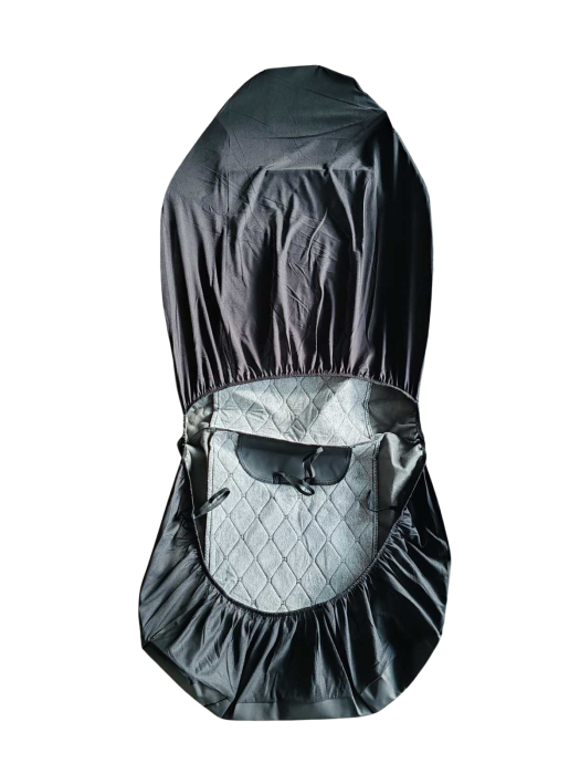 Set Huse universale  1+1 pentru scaunele din fata din piele ecologica cu tetiera integrata – Negru [4]