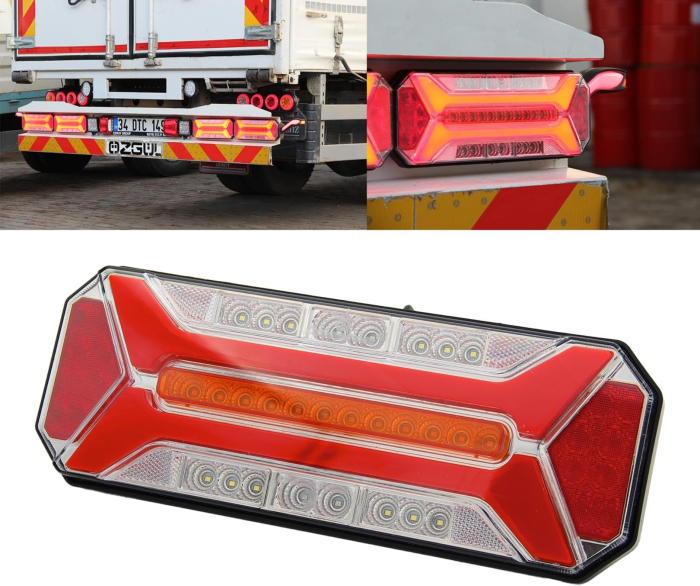 Set lampi LED spate 5 functii pentru camion, remorca, semnalizare dinamica, stop, marsarier, ceata, IP66, 12–24V [4]