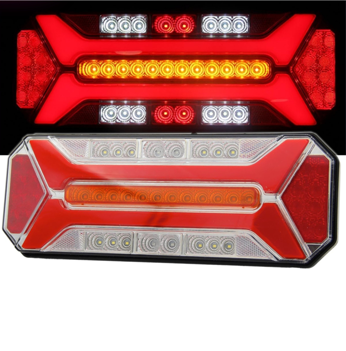 Set lampi LED spate 5 functii pentru camion, remorca, semnalizare dinamica, stop, marsarier, ceata, IP66, 12–24V [2]