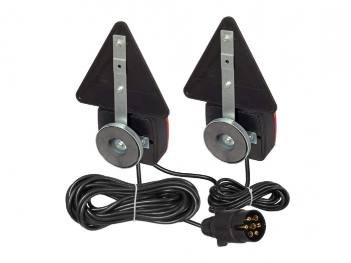 Set lampi magnetice cu triunghiuri reflectorizante pentru remorca, fisa 7 pini, cablu 2,5m, cablu fisa 7,5 m [3]