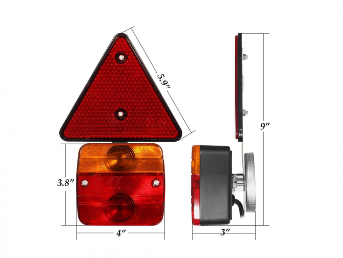 Set lampi magnetice cu triunghiuri reflectorizante pentru remorca, fisa 7 pini, cablu 2,5m, cablu fisa 7,5 m [5]