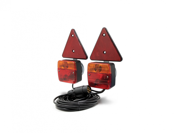 Set lampi magnetice cu triunghiuri reflectorizante pentru remorca, fisa 7 pini, cablu 2,5m, cablu fisa 7,5 m [8]