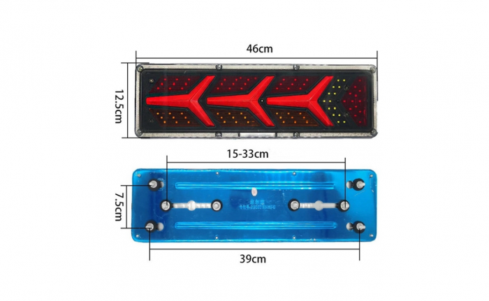 Set lampi spate efect neon 46cm x 12,5cm 24V semnalizare dinamica [5]