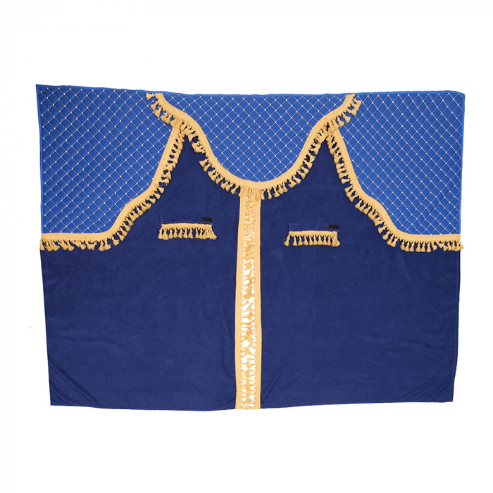 Set Perdele Cabina Camion, Universale, Velur, Albastru-Auriu [1]