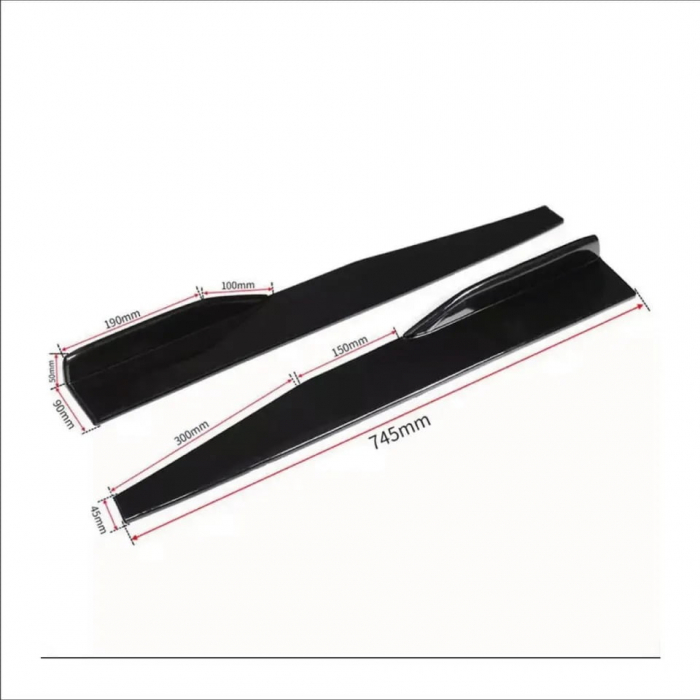 Set prelungiri ornament praguri laterale tuning / Lungime: 74,5 cm / Culoare: negru lucios [3]
