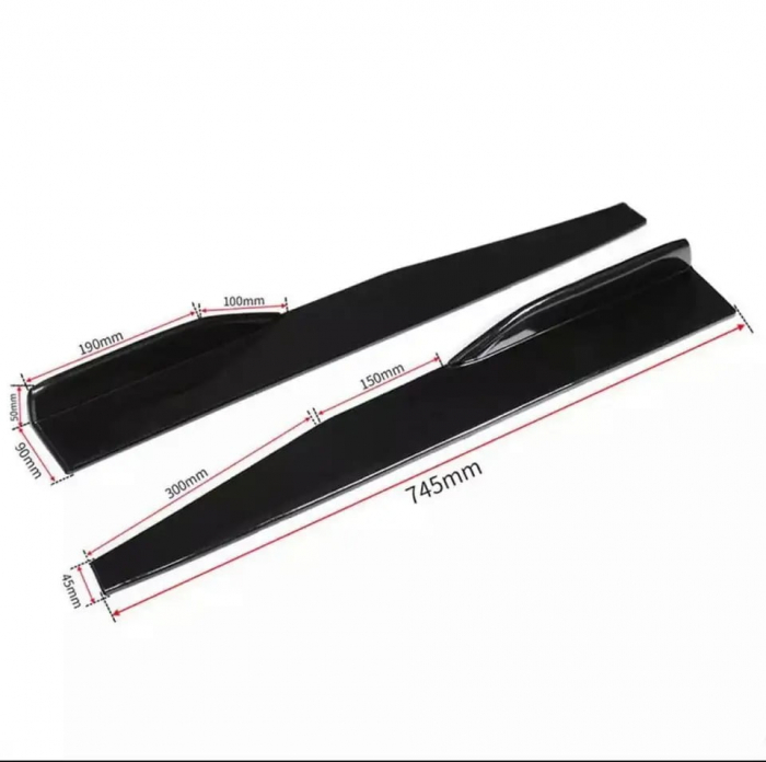 Set prelungiri ornament praguri laterale tuning / Lungime: 74,5 cm / Culoare: negru lucios [4]