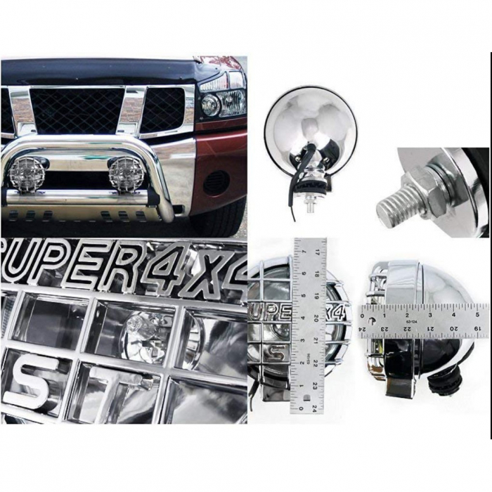 Set Proiectoare de Ceață Universale - Metalice, cu Grilaj, H3, 12V, 55W, Diametru 16,8 cm [2]