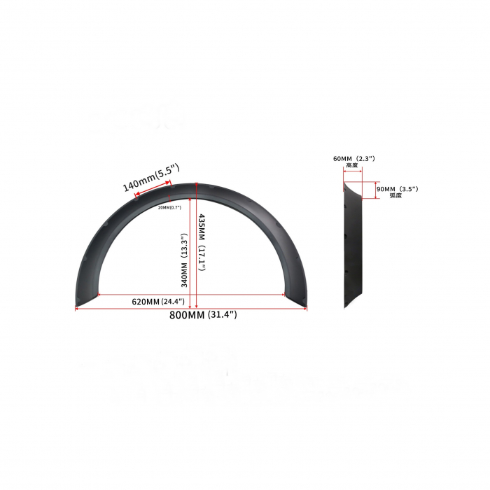 Set protectie aripa universal Overfender culoare Negru Mat [2]