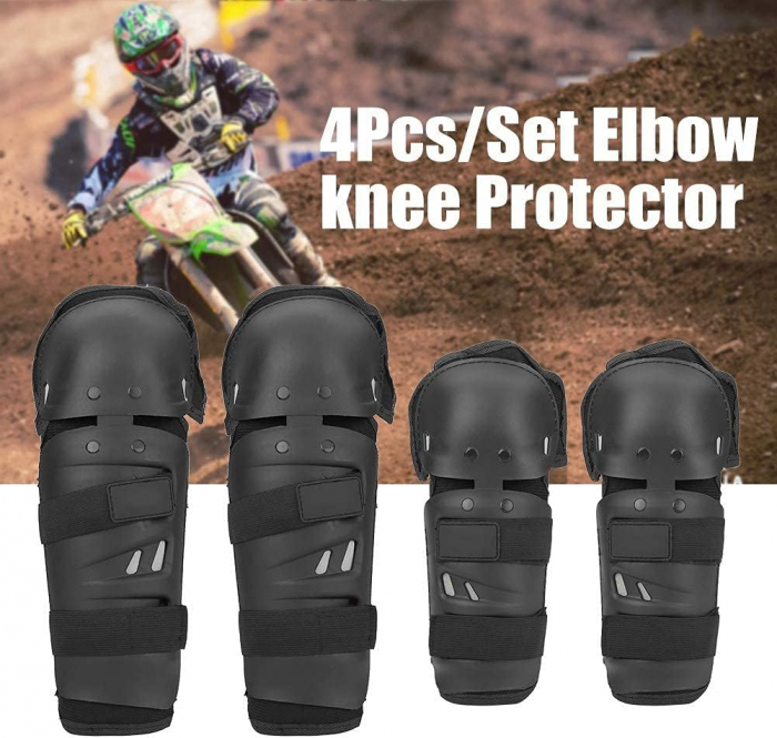 Set protectii de Genunchi/Coate pentru motocicleta – negre [2]