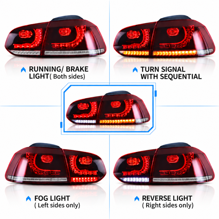 Set stopuri GTI FULL LED pentru Volkswagen Golf 6 VI MK6 Hatchback 2008-2013, GTI R20, semnalizare dinamica, Rosu [3]