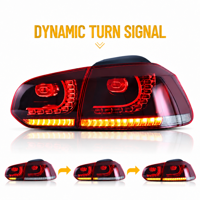 Set stopuri GTI FULL LED pentru Volkswagen Golf 6 VI MK6 Hatchback 2008-2013, GTI R20, semnalizare dinamica, Rosu [4]