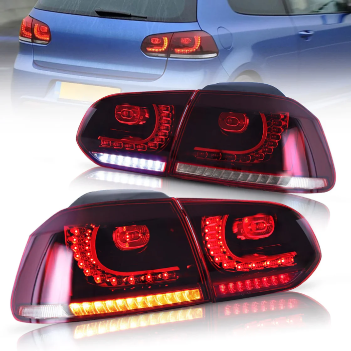Set stopuri GTI FULL LED pentru Volkswagen Golf 6 VI MK6 Hatchback 2008-2013, GTI R20, semnalizare dinamica, Rosu [6]