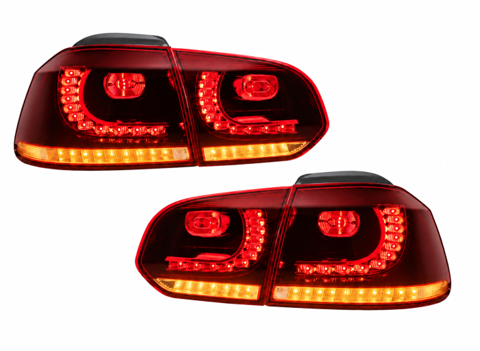 Set stopuri GTI FULL LED pentru Volkswagen Golf 6 VI MK6 Hatchback 2008-2013, GTI R20, semnalizare dinamica, Rosu [2]