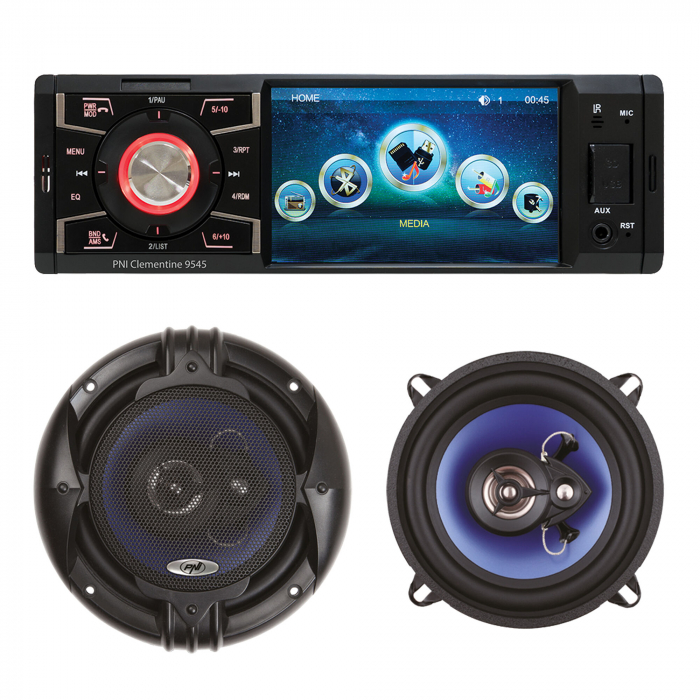 Sistem auto 1DIN MP5 player auto PNI Clementine 9545 + Difuzoare auto coaxiale PNI HiFi650, 120W, 16.5 cm [1]