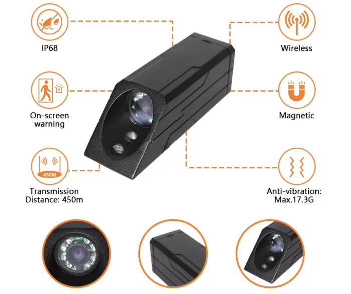 Sistem camera wireless pentru stivuitor cu monitor HD de 7 inch, baterie incorporata, vedere infrarosu, ghidaj laser, incarcator si suport magnetic [13]