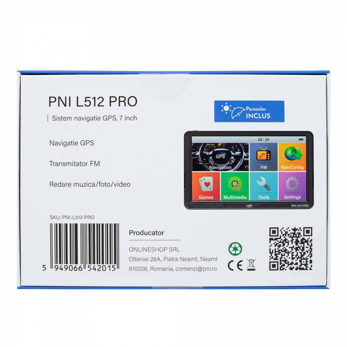 Sistem de navigatie GPS PNI L512 PRO cu parasolar, 7 inch, 800 MHz, 512MB DDR, 16GB memorie interna, FM transmitter [3]