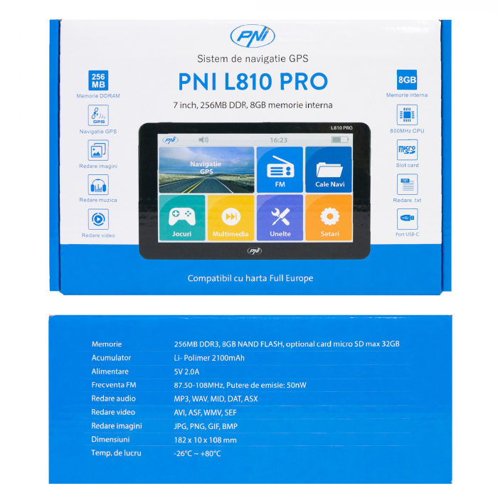 Sistem de navigatie GPS PNI L810 PRO ecran 7 inch, 800 MHz, 256MB DDR, 8GB memorie interna, FM transmitter [1]