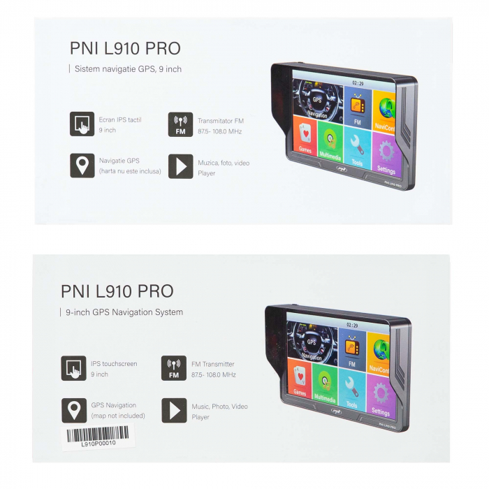 Sistem de navigatie GPS PNI L910 PRO cu parasolar, 9 inch, 800 MHz, 512MB DDR, 16GB memorie interna, FM transmitter, negru [13]