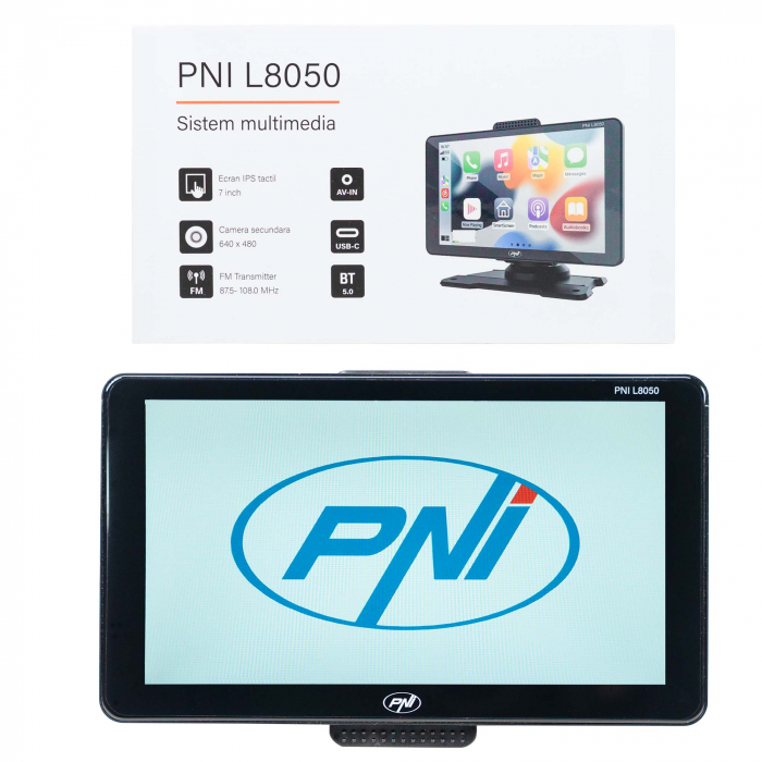Sistem multimedia auto PNI L8050 cu ecran de 7 inch, Apple Carplay si Android Auto, Android/iPhone mirroring, FM transmitter, camera video mers inapoi inclusa [13]