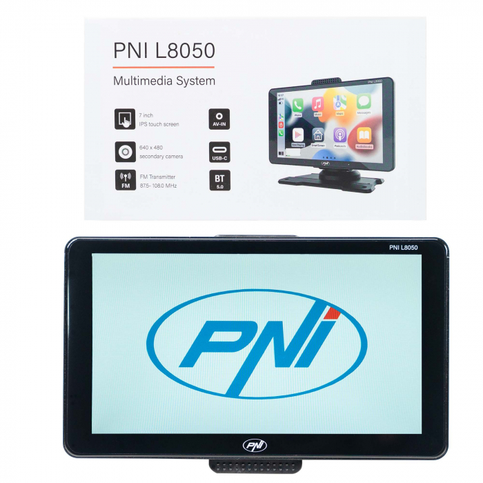 Sistem multimedia auto PNI L8050 cu ecran de 7 inch, Apple Carplay si Android Auto, Android/iPhone mirroring, FM transmitter, camera video mers inapoi inclusa [12]