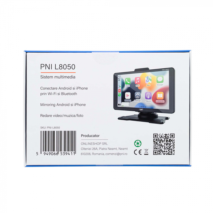 Sistem multimedia auto PNI L8050 cu ecran de 7 inch, Apple Carplay si Android Auto, Android/iPhone mirroring, FM transmitter, camera video mers inapoi inclusa [16]
