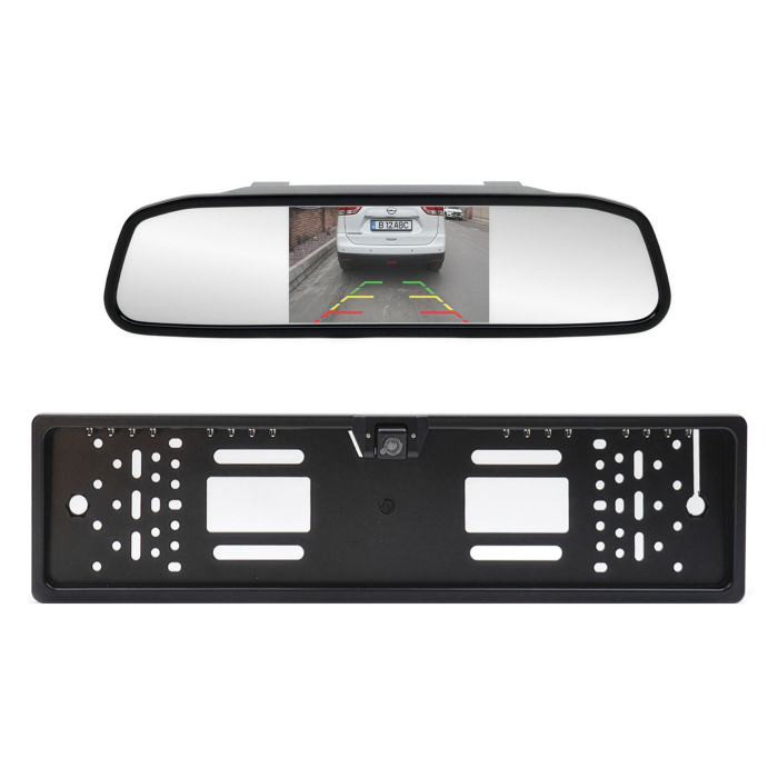Sistem parcare wireless PNI Escort P25 cu display LCD 4.3 inch integrat in oglinda retrovizoare si camera integrata in suport de numar de inmatriculare, 480P, unghi 110 grade [4]