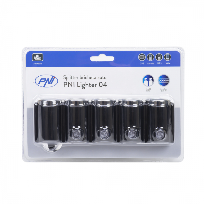 Spliter bricheta auto PNI Lighter 04 12V/24V 4 iesiri, 2xUSB, indicator LED [10]