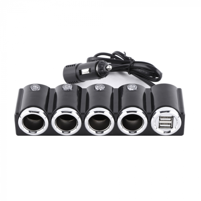 Spliter bricheta auto PNI Lighter 04 12V/24V 4 iesiri, 2xUSB, indicator LED [1]