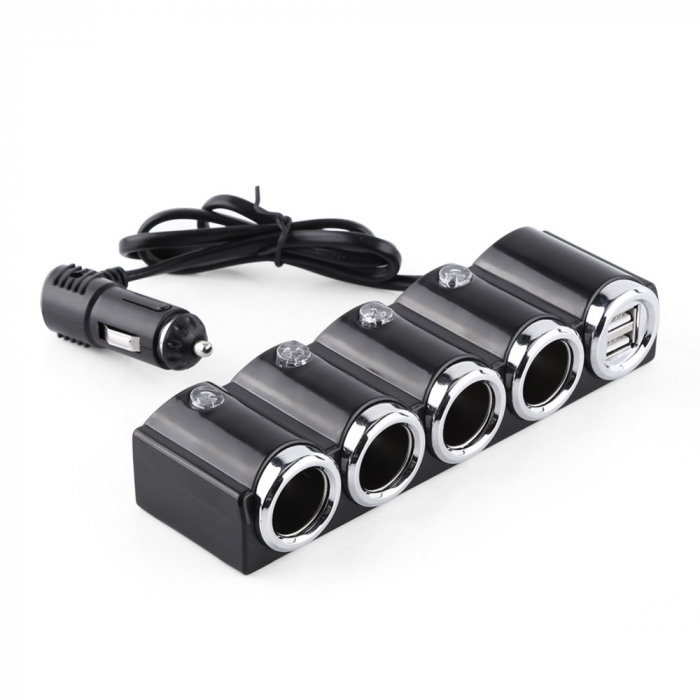 Spliter bricheta auto PNI Lighter 04 12V/24V 4 iesiri, 2xUSB, indicator LED [2]