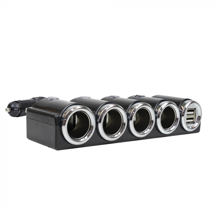 Spliter bricheta auto PNI Lighter 04 12V/24V 4 iesiri, 2xUSB, indicator LED [5]
