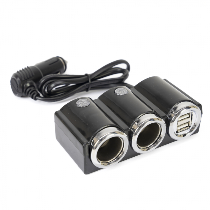Spliter bricheta auto PNI Lighter 20 12V/24V 2 iesiri, 2 x USB, indicator LED [4]