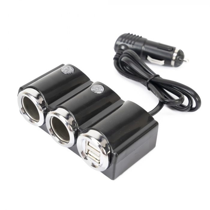 Spliter bricheta auto PNI Lighter 20 12V/24V 2 iesiri, 2 x USB, indicator LED [3]