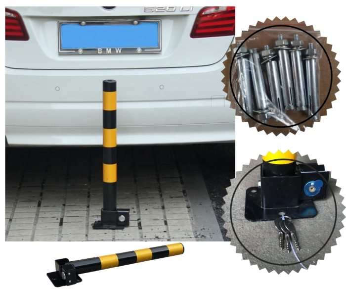 Stalp metalic rabatabil pentru delimitare spații de parcare, cu sistem de blocare – 3 chei incluse [3]