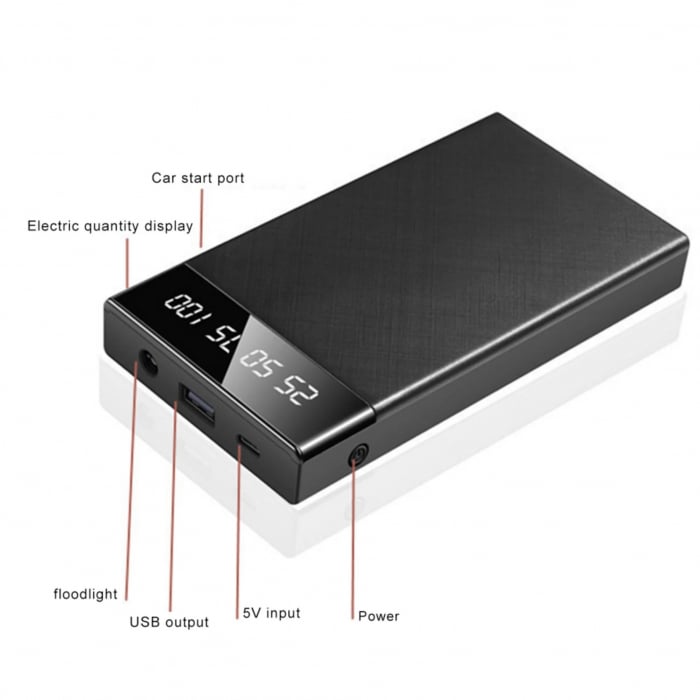 Starter Auto Multifunctional 1000A, Redresor Auto, Jump Starter Booster Portabil, 10000mah De 12V, Robot De Pornire Auto - Negru [5]