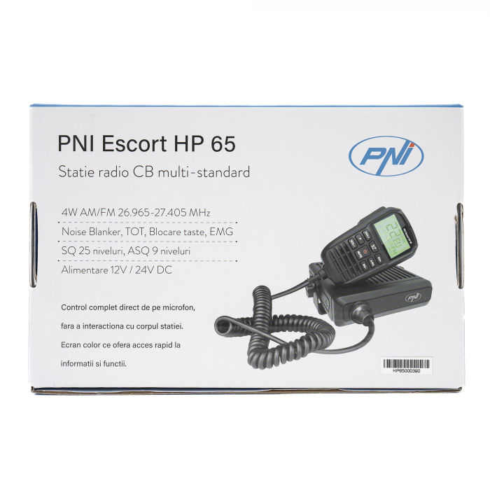 Statie radio CB PNI Escort HP 65 ASQ, multi-norma, Noise Blanker, ASQ, SQ reglabil, 12 V - 24 V, mufa de bricheta inclusa [2]