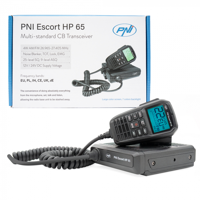 Statie radio CB PNI Escort HP 65 ASQ, multi-norma, Noise Blanker, ASQ, SQ reglabil, 12 V - 24 V, mufa de bricheta inclusa [13]
