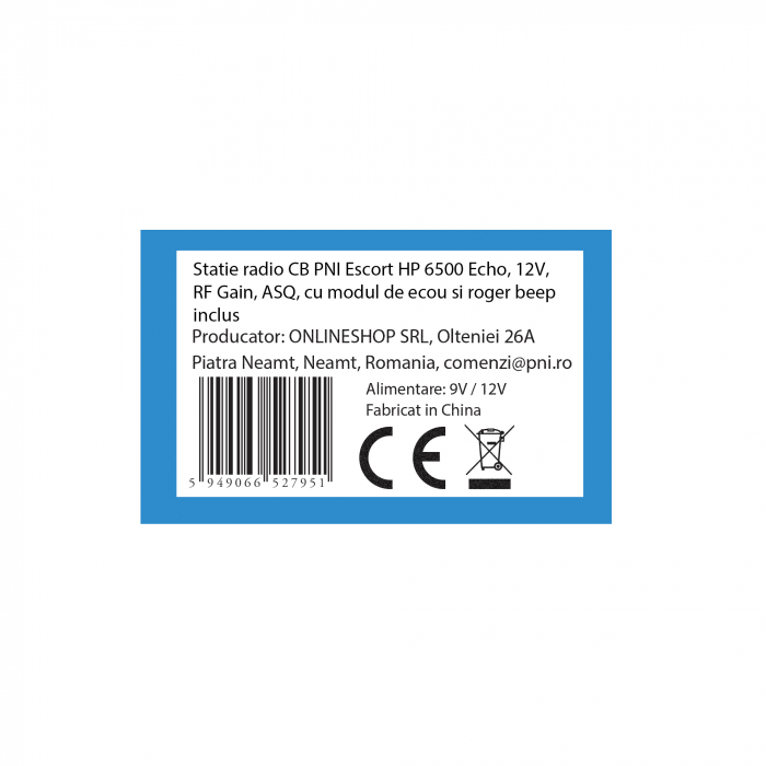 Statie radio CB PNI Escort HP 6500 Echo, 12V, RF Gain, ASQ, cu modul de ecou si roger beep inclus [15]