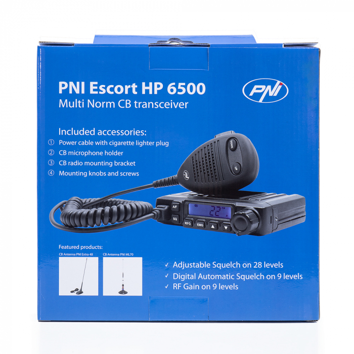 Statie radio CB PNI Escort HP 6500 Echo, 12V, RF Gain, ASQ, cu modul de ecou si roger beep inclus [13]