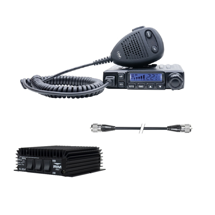 Statie radio CB PNI Escort HP 6500 multistandard, 4W, AM-FM, 12V, ASQ + Amplificator RX-TX KL203P, AM-FM-SSB, 100W, 12V si cablu PNI R50 [7]