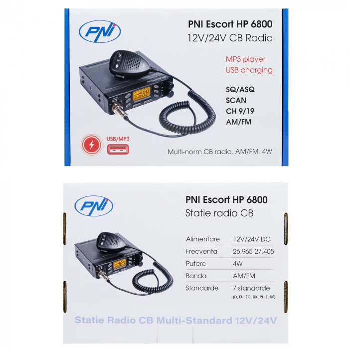 Statie radio CB PNI Escort HP 6800 ASQ, 12/24 V, MP3 player, mufa USB, 4W, AM-FM, mufa de bricheta inclusa [5]