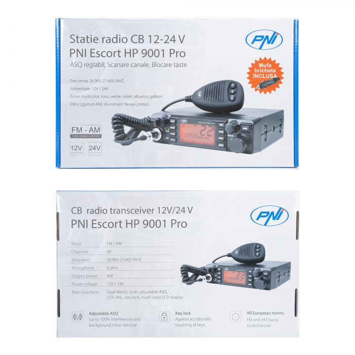 Statie radio CB PNI Escort HP 9001 PRO ASQ reglabil, AM-FM, 12V/24V, 4W, Scan, Dual Watch, ANL, ecran multicolor [4]