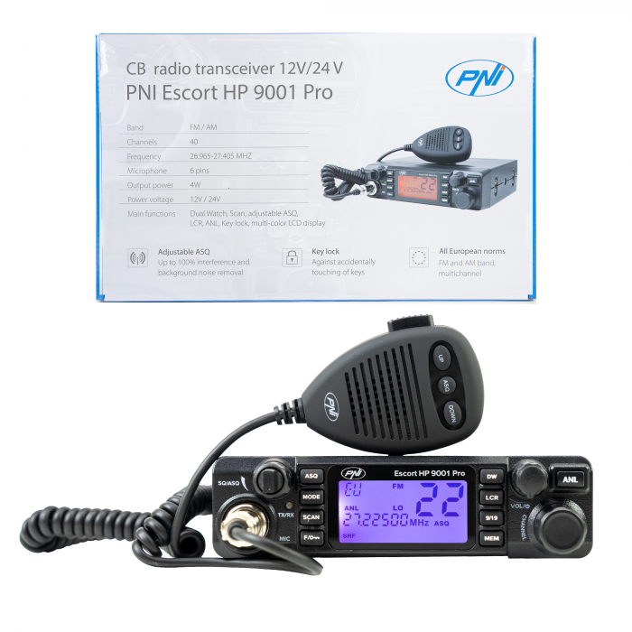 Statie radio CB PNI Escort HP 9001 PRO ASQ reglabil, AM-FM, 12V/24V, 4W, Scan, Dual Watch, ANL, ecran multicolor [13]