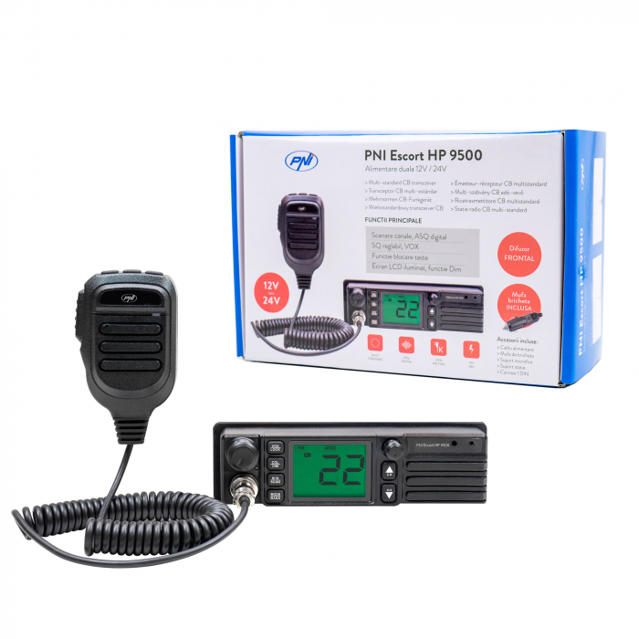 Statie radio CB PNI Escort HP 9500 multistandard, difuzor frontal, ASQ, VOX, Scan, 4W, AM-FM, alimentare 12V - 24V, mufa de bricheta inclusa [6]