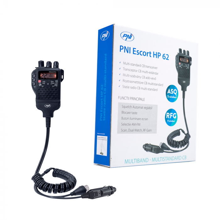 Statie radio CB portabila PNI Escort HP 62, multi standard, 4W, 12V, AM-FM, ASQ reglabil pe 5 niveluri, RF Gain pe 9 niveluri, Dual Watch, Scan, Lock [10]
