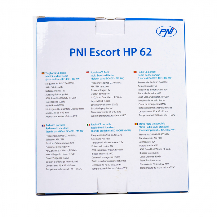Statie radio CB portabila PNI Escort HP 62, multi standard, 4W, 12V, AM-FM, ASQ reglabil pe 5 niveluri, RF Gain pe 9 niveluri, Dual Watch, Scan, Lock [12]