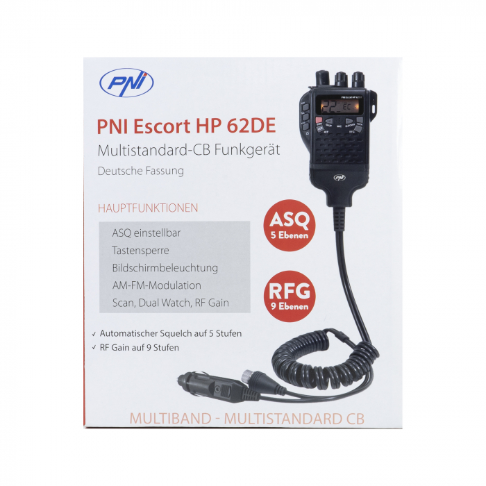 Statie radio CB portabila PNI Escort HP 62DE German version, multi standard, 4W, 12V, AM-FM, ASQ reglabil pe 5 niveluri, RF Gain pe 9 niveluri, Dual Watch, Scan, Lock [4]