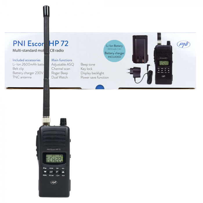 Statie radio CB portabila PNI Escort HP 72, multi-standard, 4W, AM-FM, ASQ reglabil pe 6 niveluri, Dual Watch, Scan, Lock, Roger Beep [14]